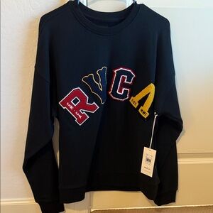 RVCA Black Sweatshirt with Red and Yellow Patches